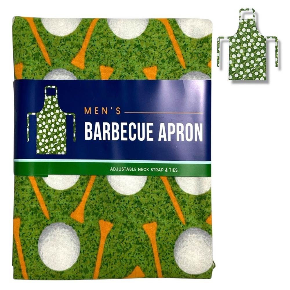 Barbecue Apron Golf Theme Adjustable Cotton Green Unisex Adult Men One Size NEW